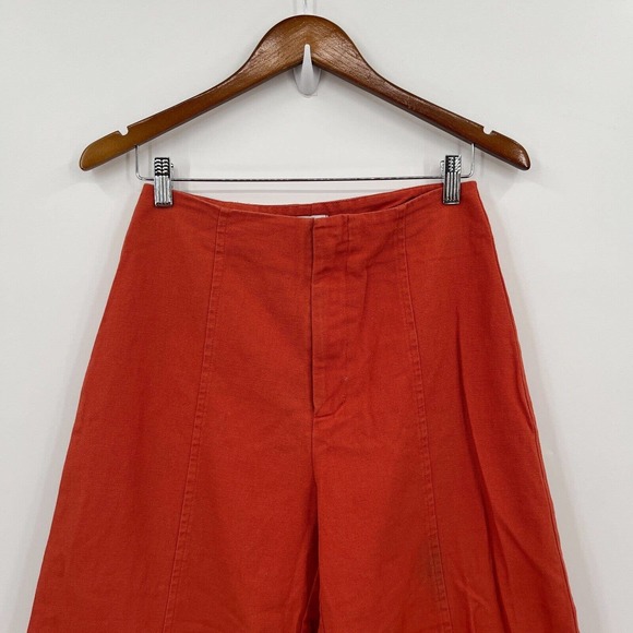 Esby Apparel Pants Women's 6 Orange Cotton Canvas Wide Leg High Rise Boho 70s - Picture 3 of 11